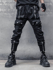 Zip Up Pockets Foot Mouth Cargo Pants