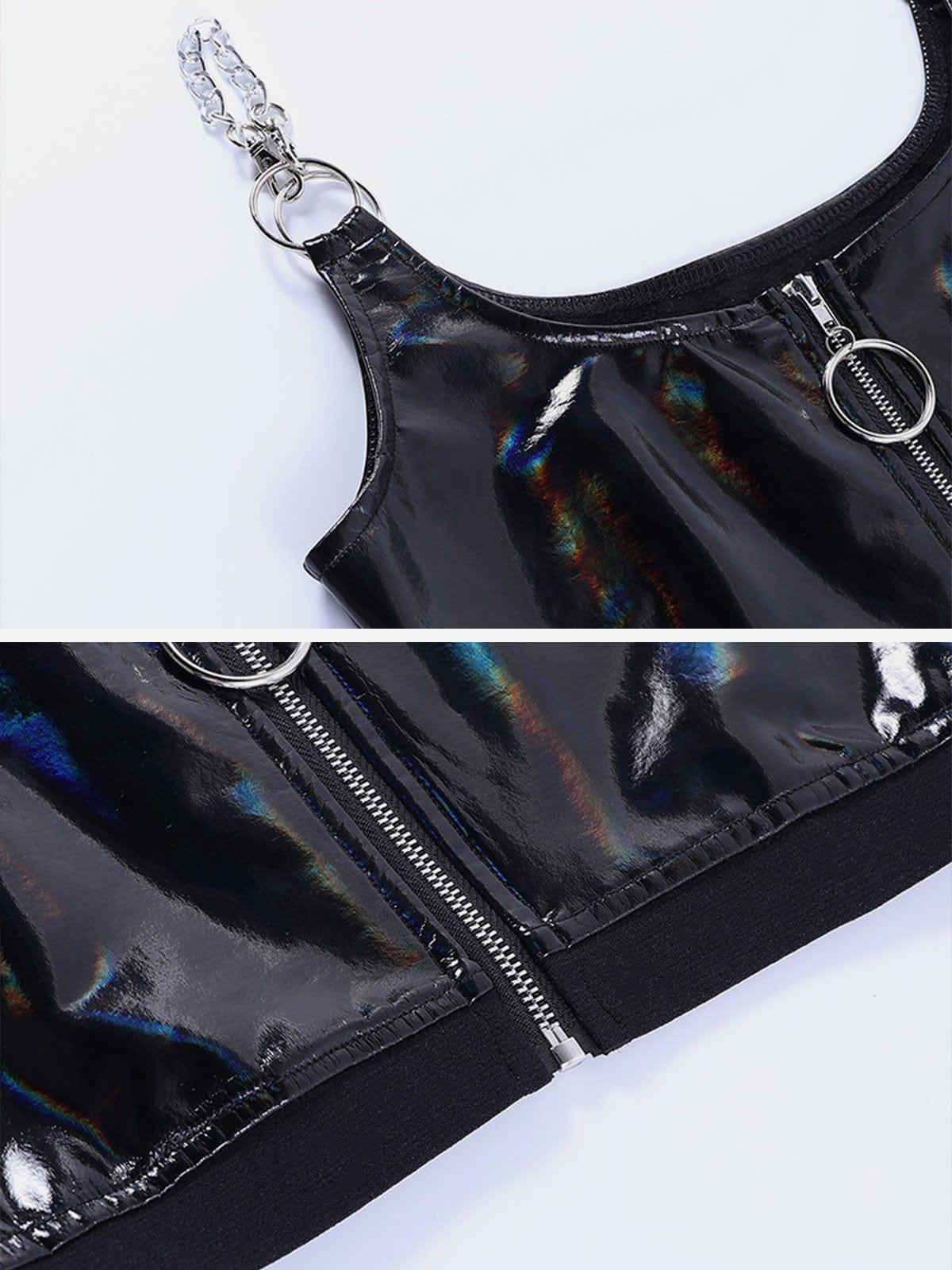 Zip Up PU Vest