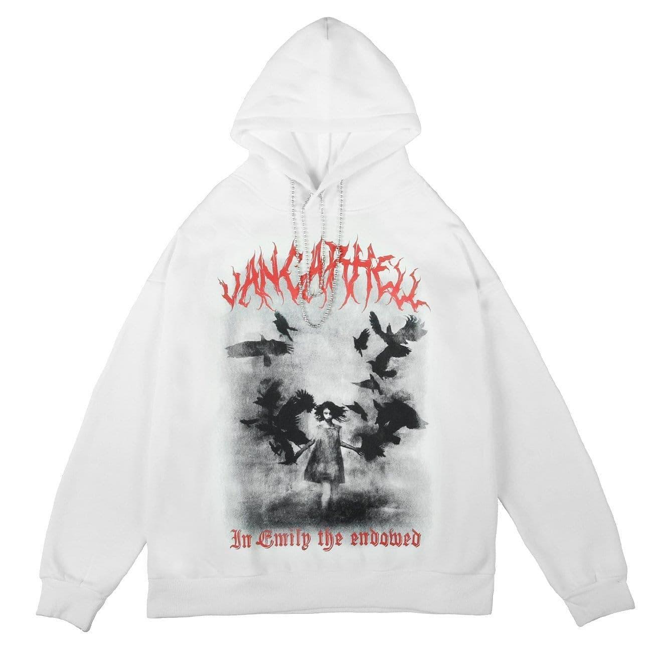 Dark Raven Girl Print Hoodies