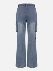 Asymmetrical Pockets Washed Jeans