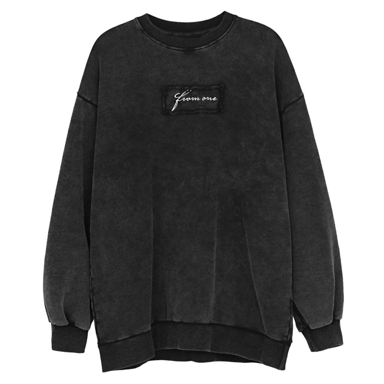 Dark Solid Patchwork Print Wash Sweatshirt