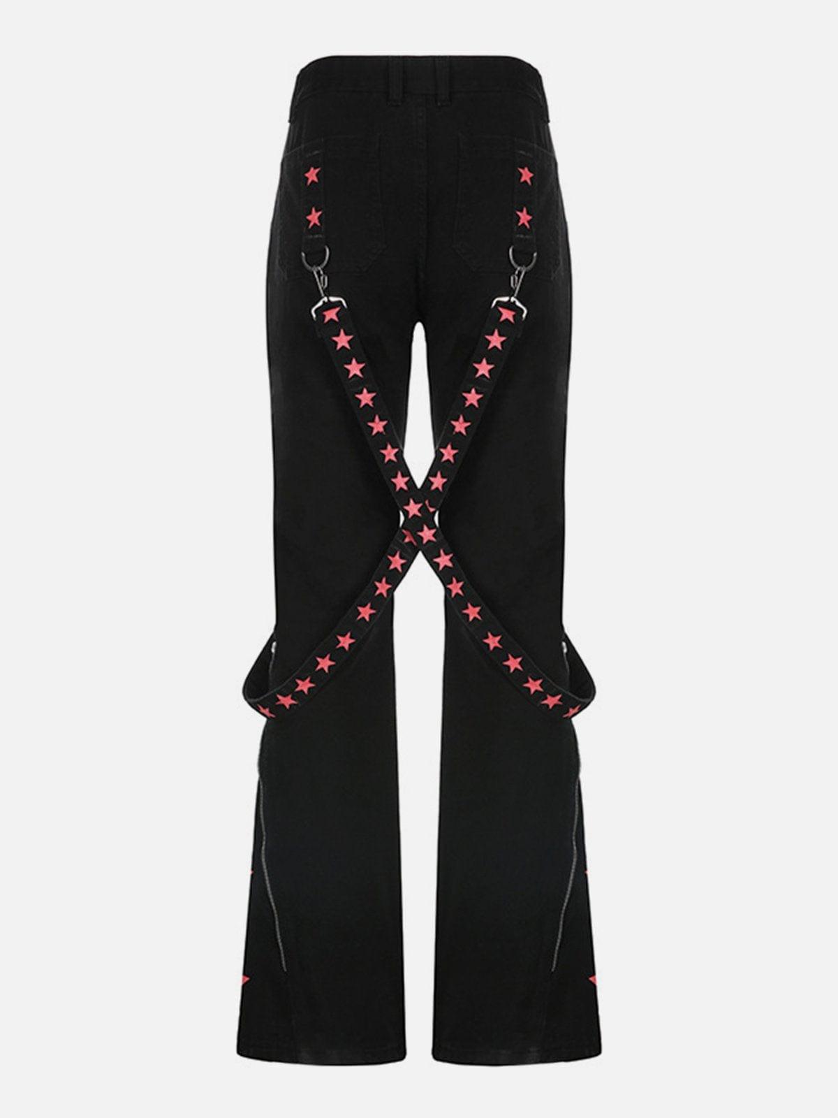 Dark Star Ribbon Zip Wide-Leg Pants