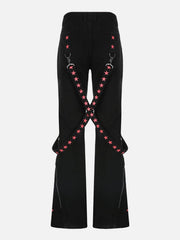 Dark Star Ribbon Zip Wide-Leg Pants