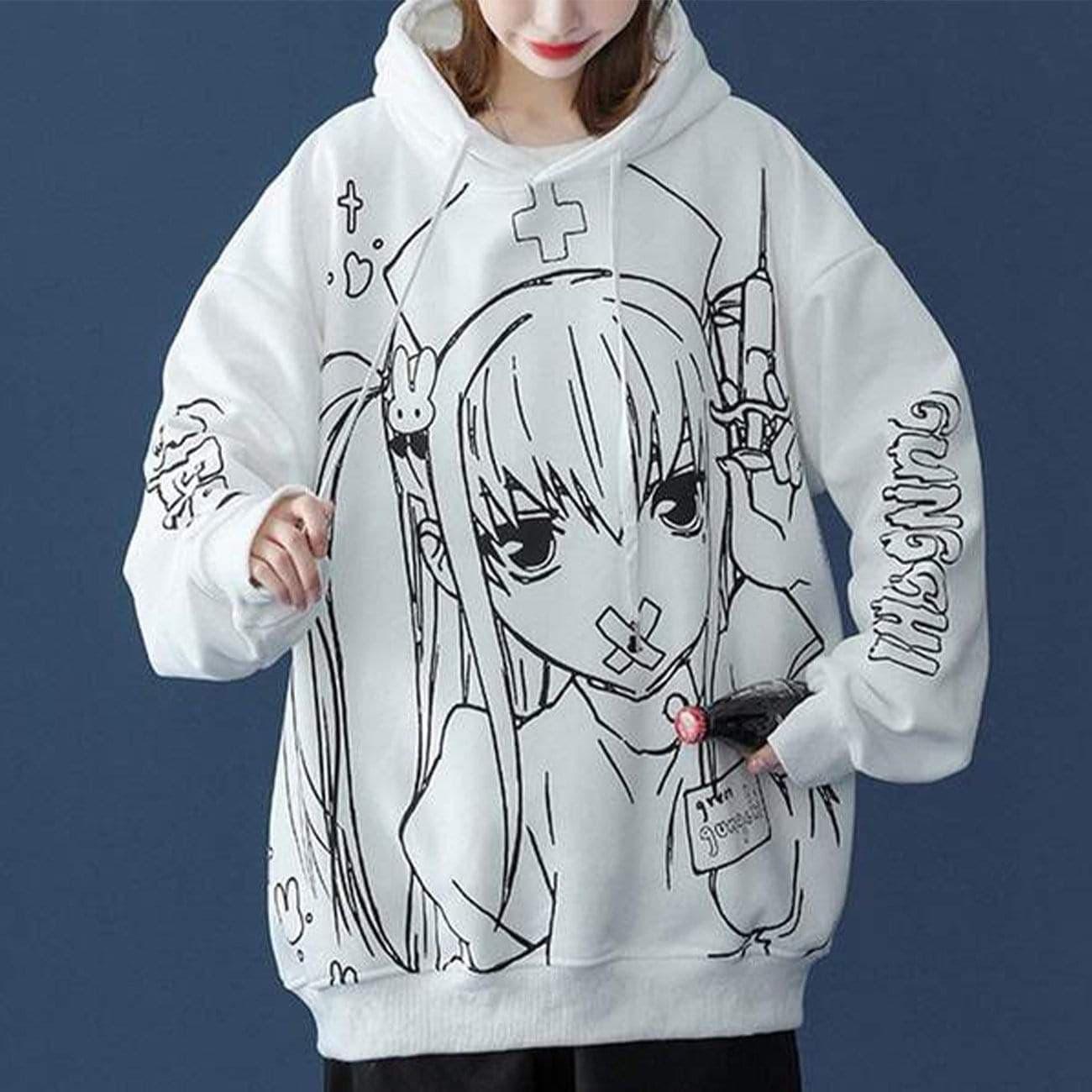 Anime Nurse Girl Print Hoodies