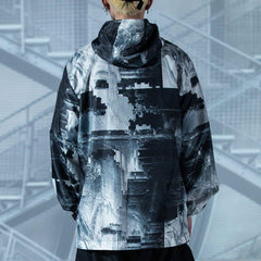 Wave Texture Print Jacket