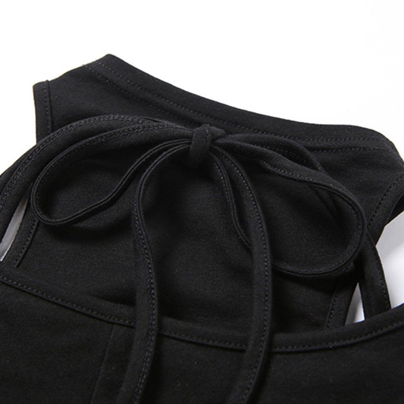Straps Hollowout Two Piece Long Sleeve Shirt