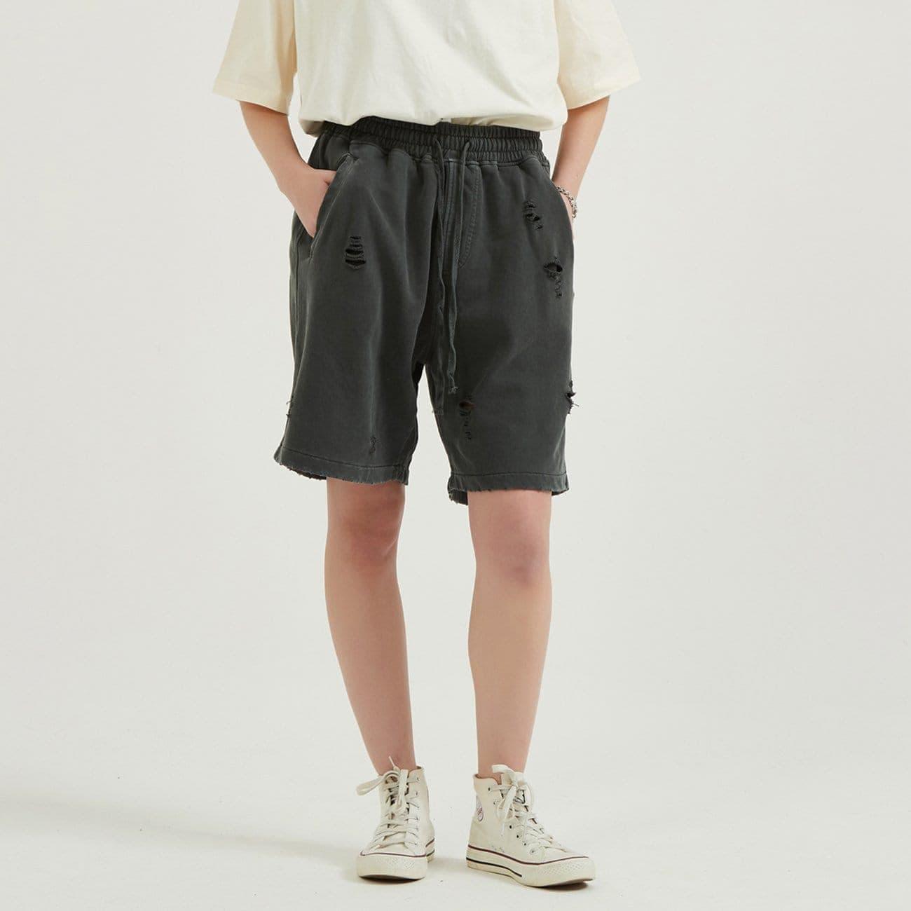 Ripped Hole Washed Shorts