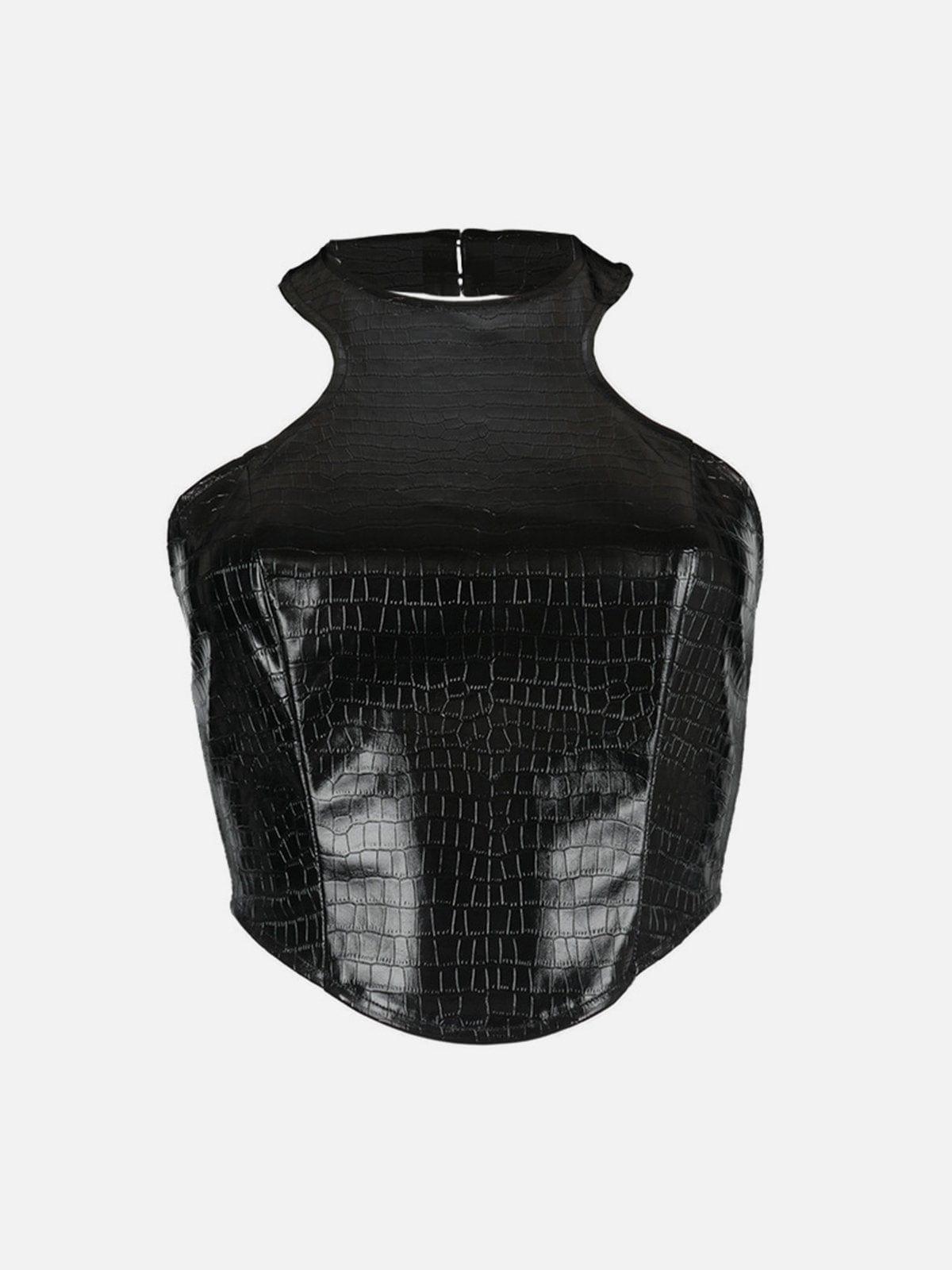 Bow Zipper Check Patchwork Vest