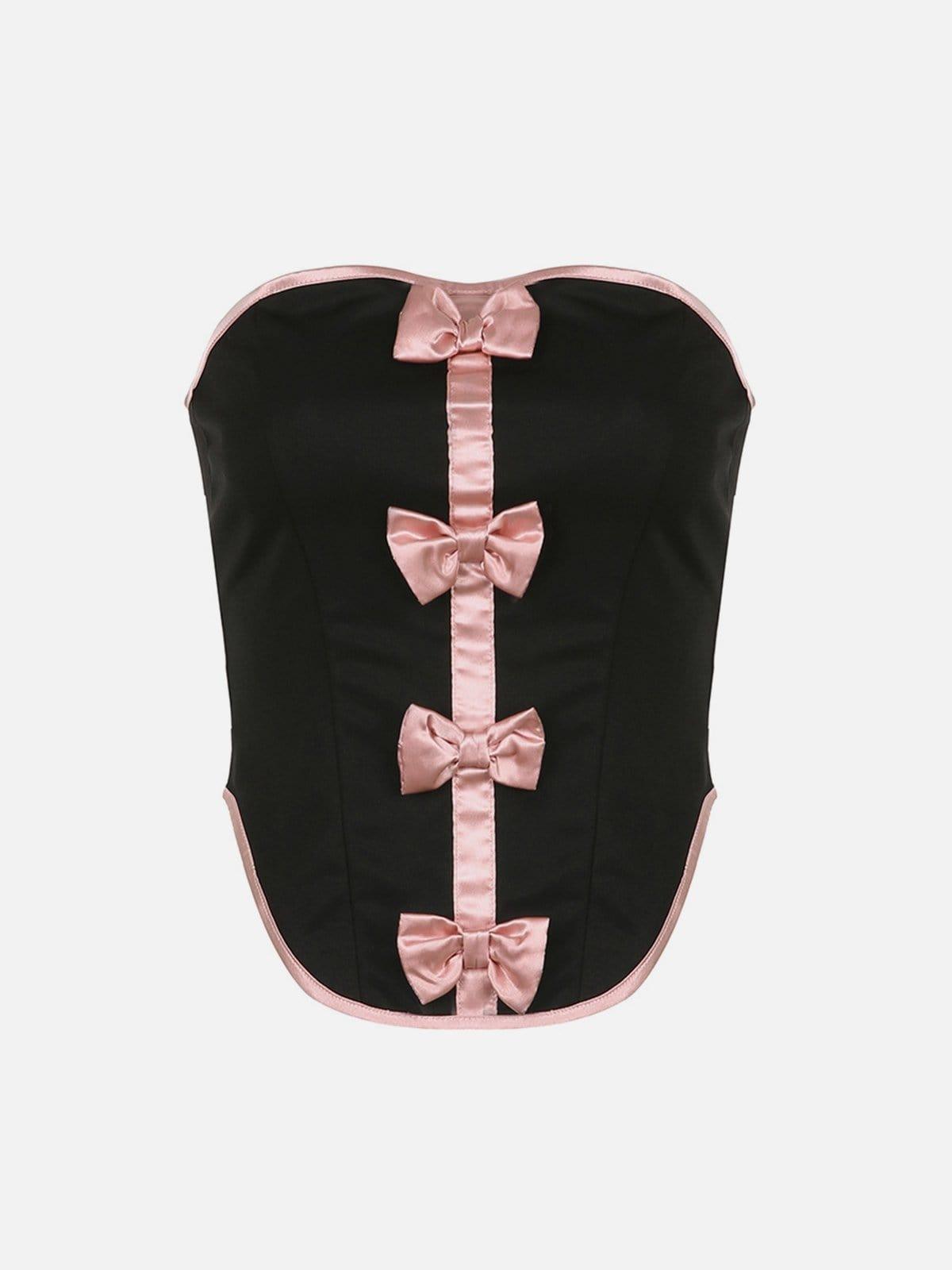Irregular Bow Contrast Bandeau Vest