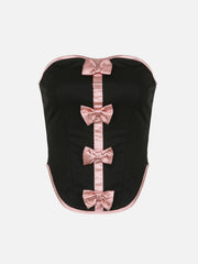 Irregular Bow Contrast Bandeau Vest