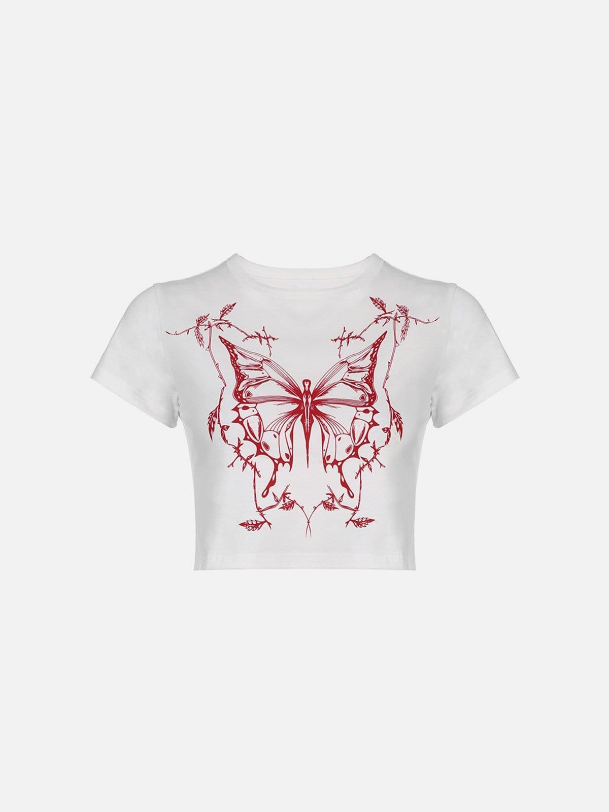 Butterfly Print Short Sleeve T Shirt
