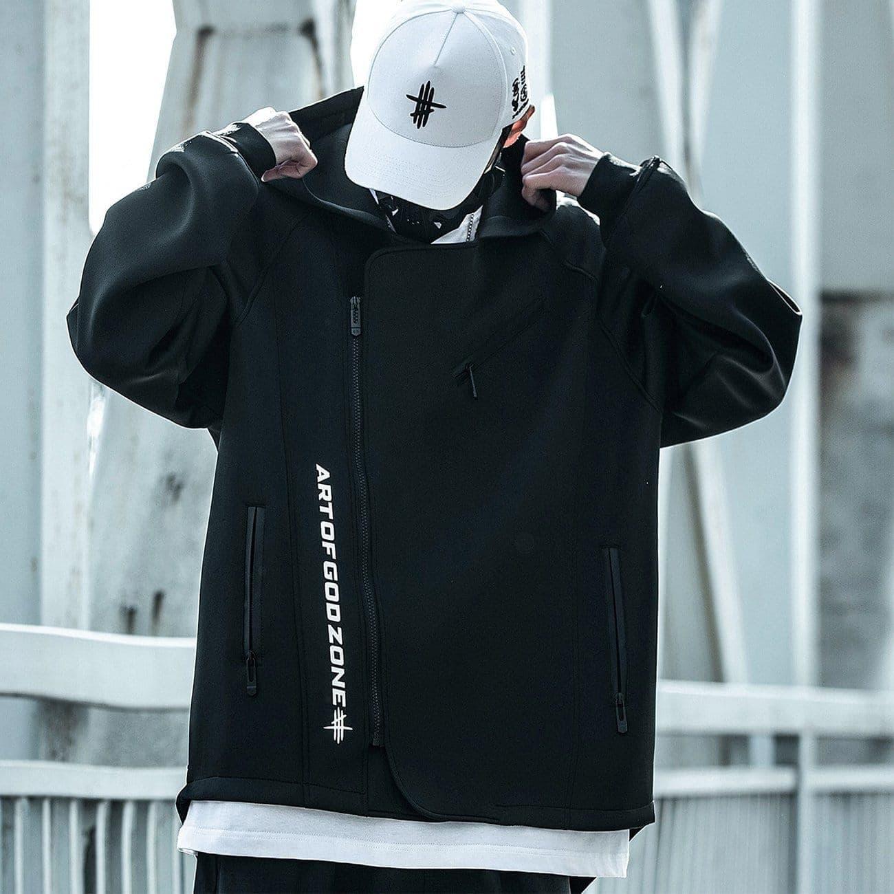 Combat Oblique Zipper Print Jacket