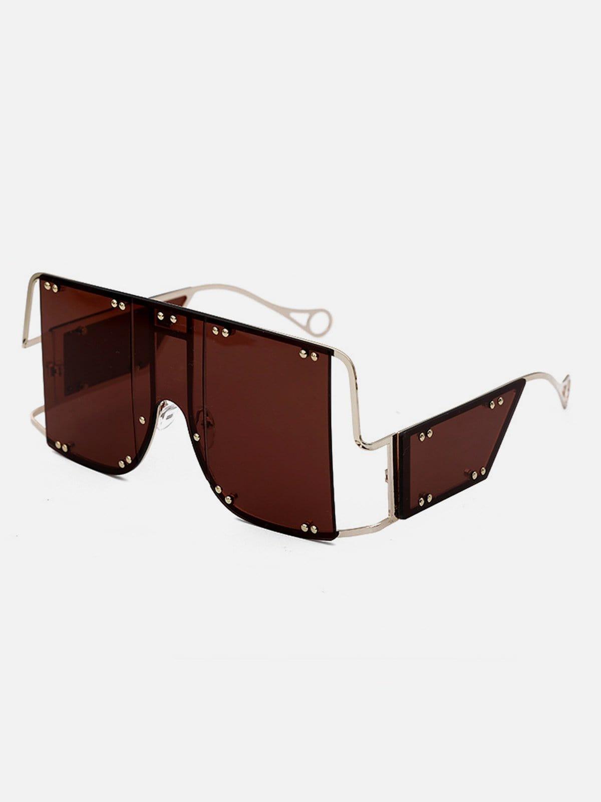 Futuristic Y2K Punk Double Rivet Glasses