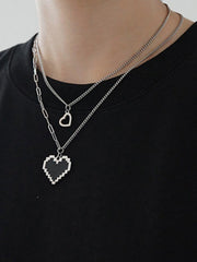 Mosaic Heart Double Layer Necklace