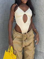 Solid Color Sexy Folds Jumpsuit