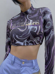 Tie Dye Slim Fit Long Sleeve T Shirt