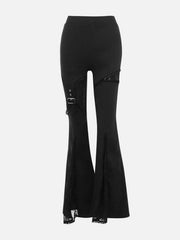 Hole Lace Patchwork Flared Pant