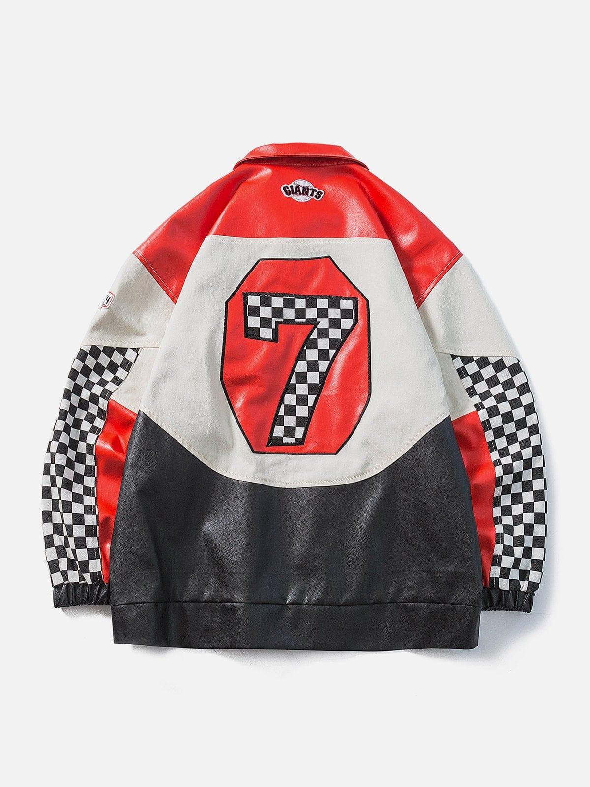 Contrasting Checkerboard Motosports Jacket