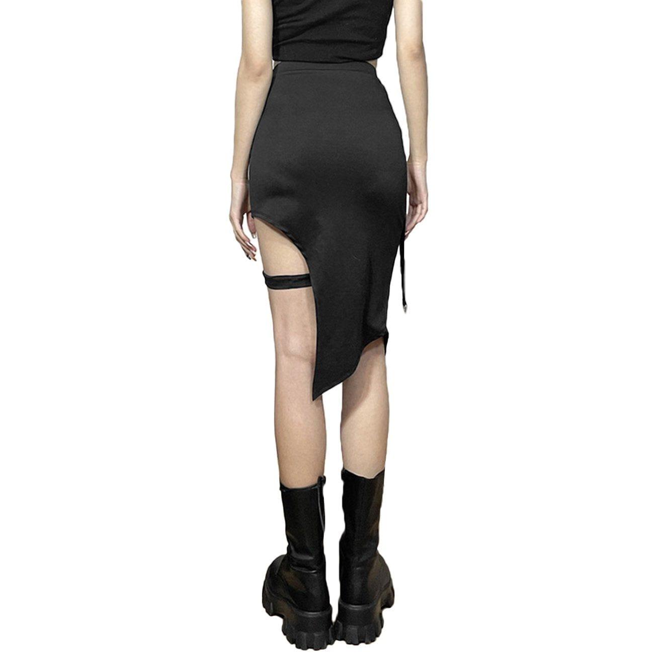 High Waist Irregular Slit Skirt