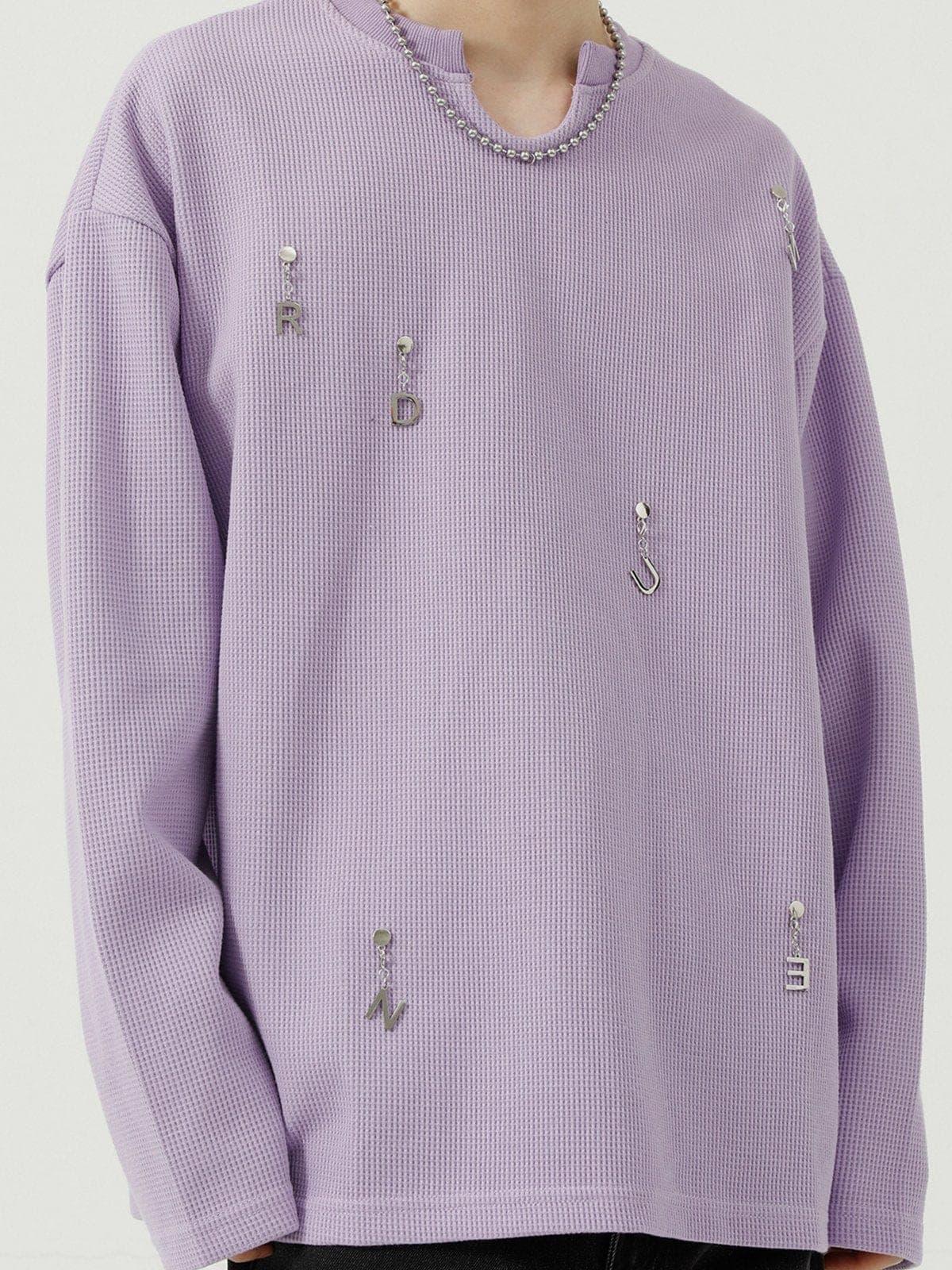 Solid Color Chain Design Sweatshirt