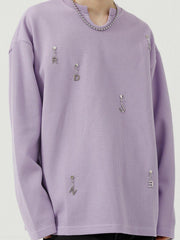 Solid Color Chain Design Sweatshirt