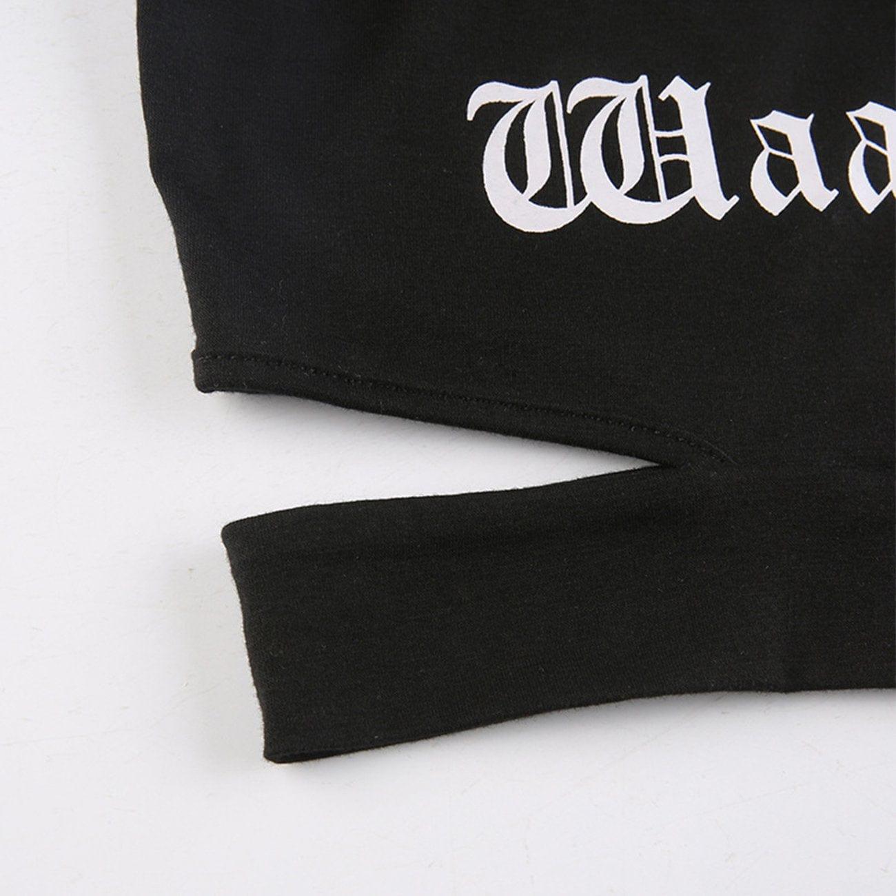 Asymmetric Hollowout Gothic Alphabet Vest