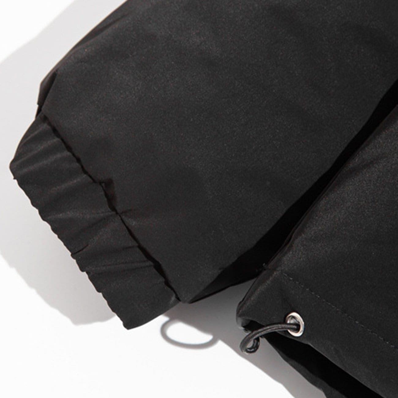 Functional Half Zip Up Embroidery Winter Coat