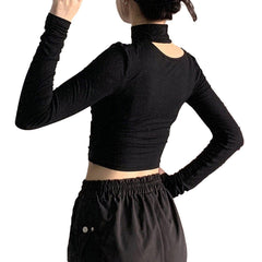 Hollow Sexy Halterneck Long Sleeve T Shirt