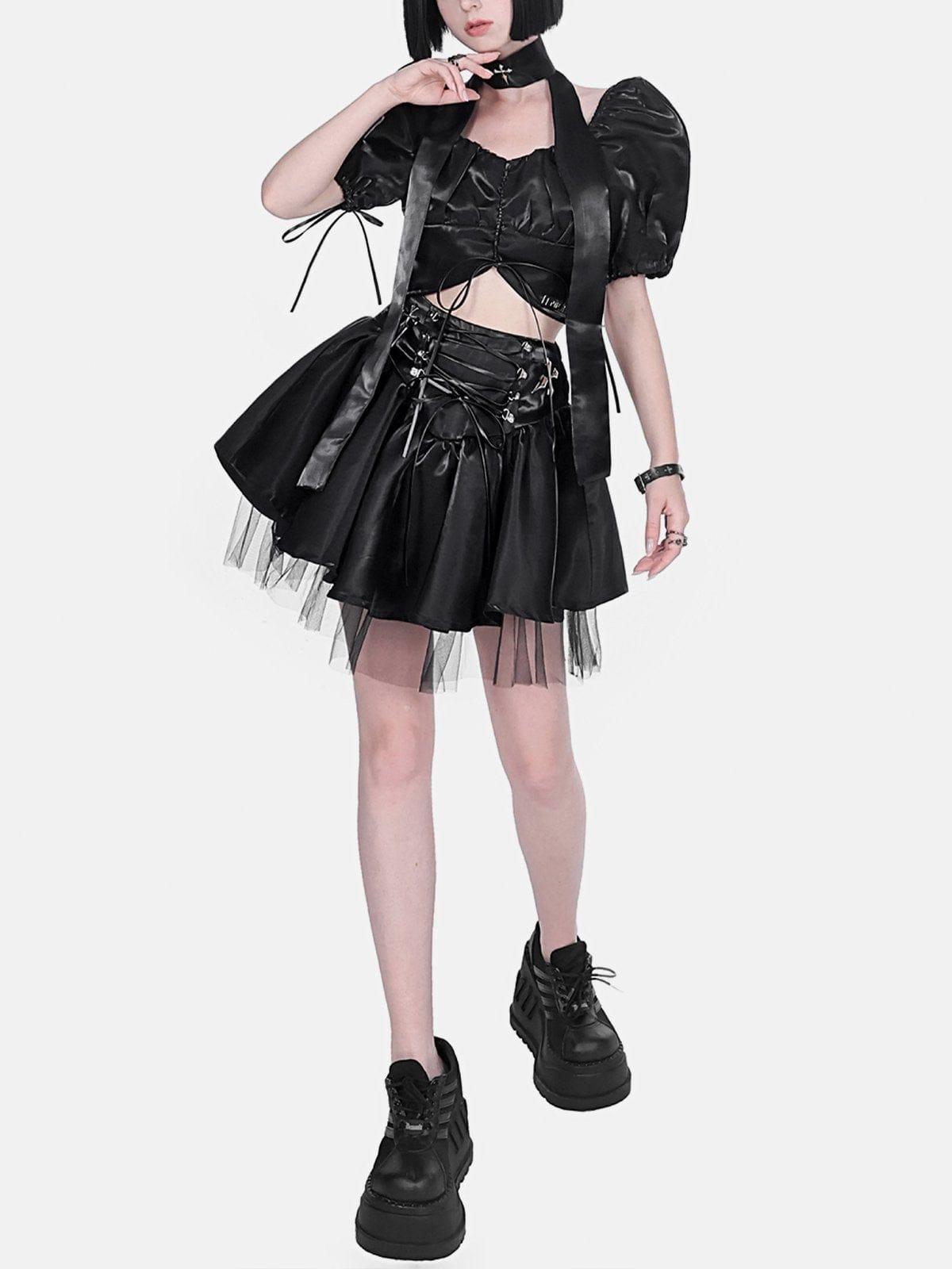 Puff Sleeves Short Sleeve T Shirt Suit