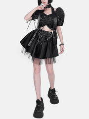 Puff Sleeves Short Sleeve T Shirt Suit