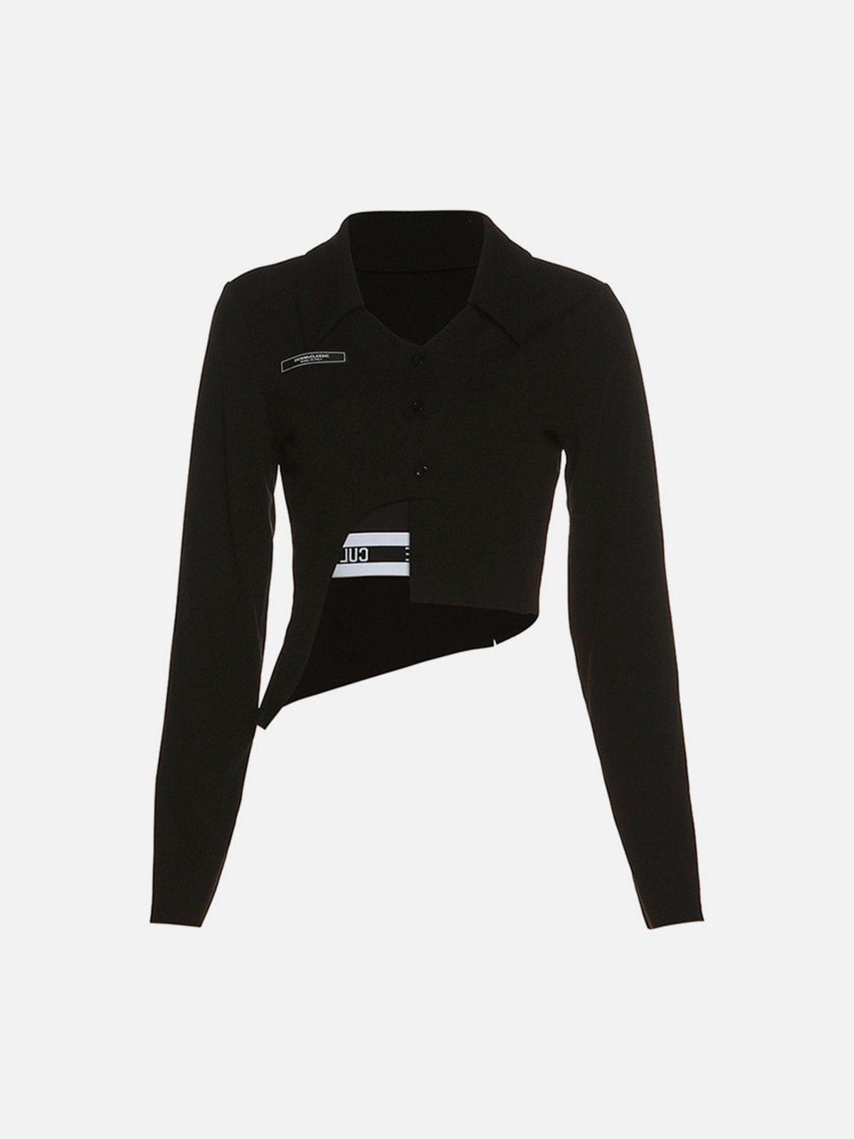Irregular Hem Long Sleeve Suit
