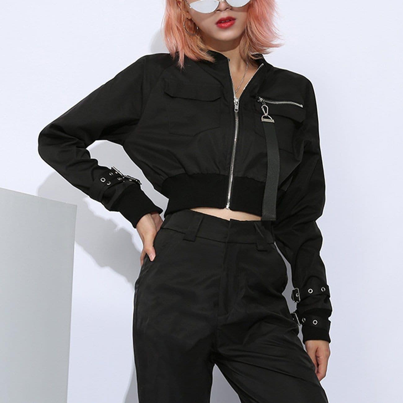 Function Fake Zipper Ribbon Jacket