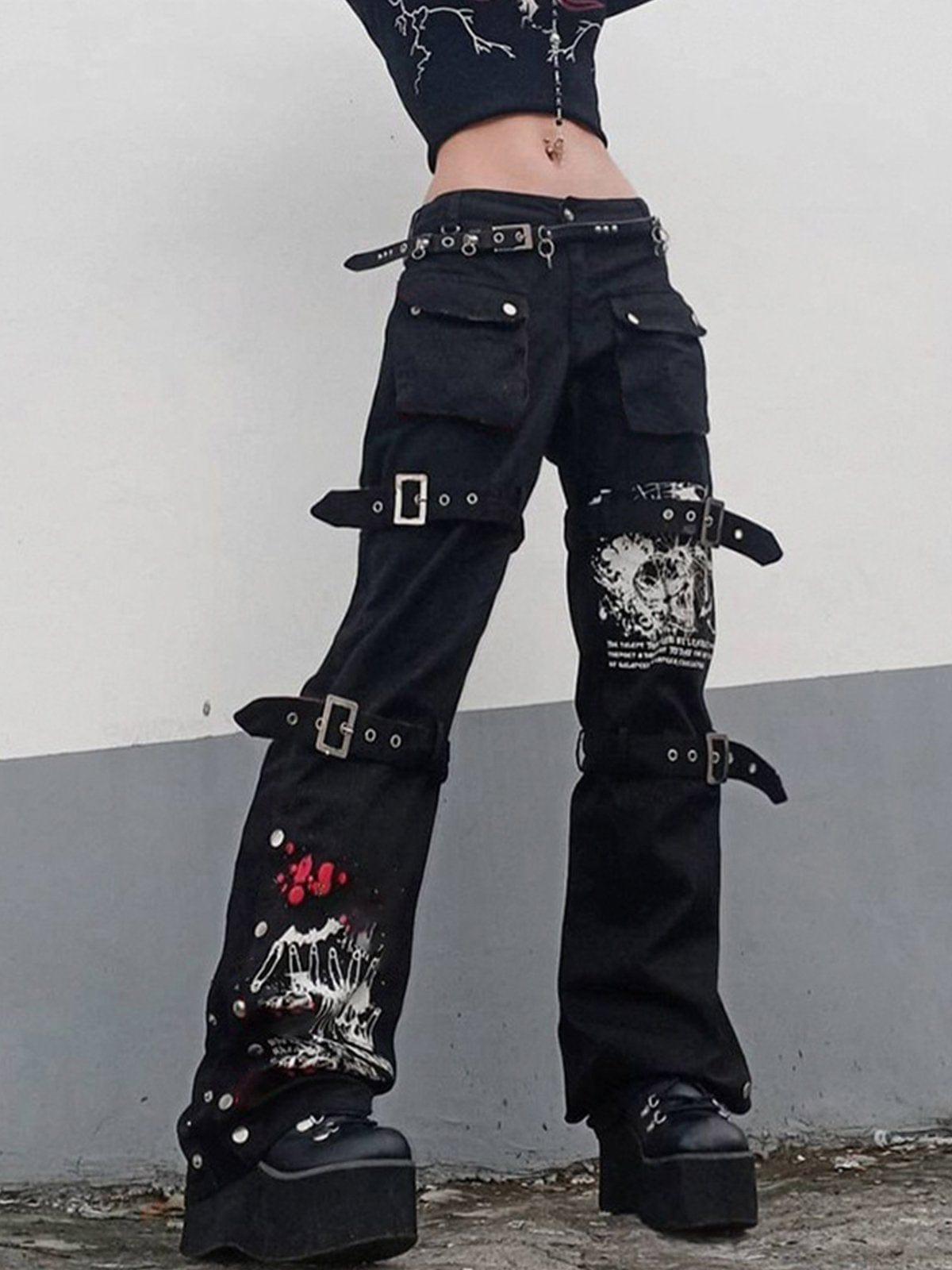 Graffiti Ribbon Straight Pants
