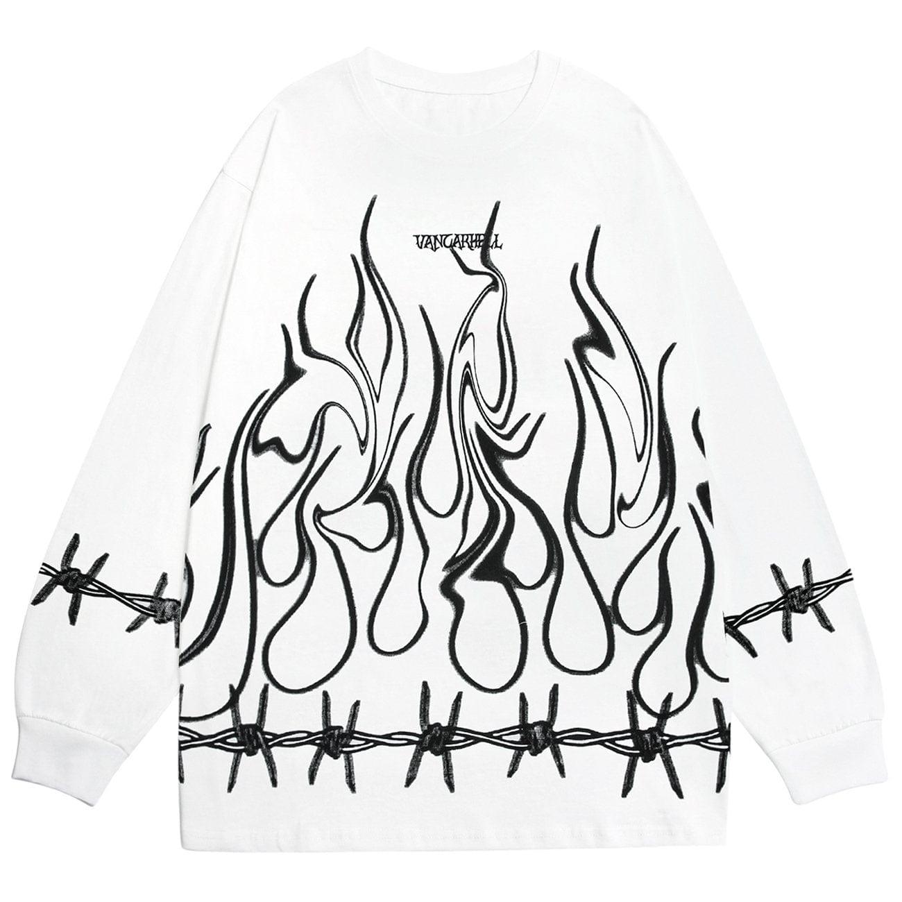Thorn Fire Flame Cotton Oversized Sweatshirt