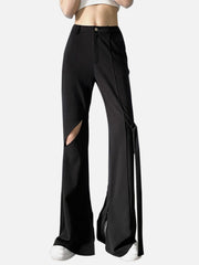 Dark Mesh Ribbons Mini Flared Pants