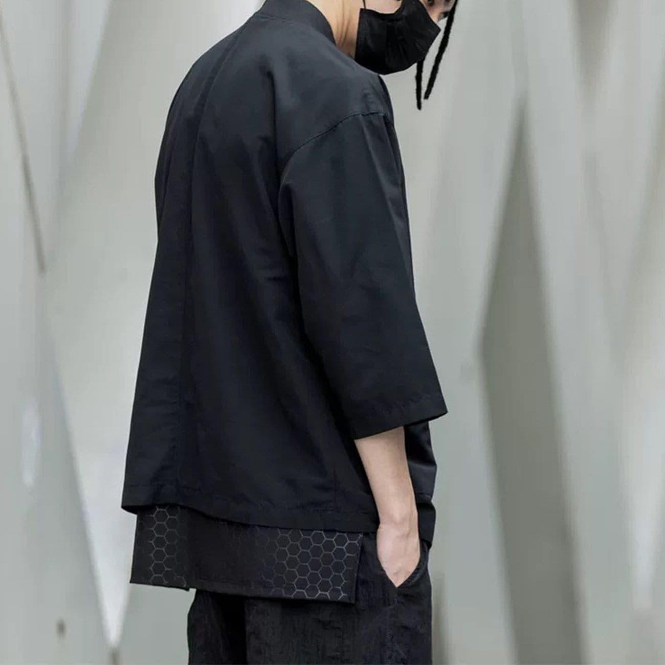 Dark Functional Half Sleeve Multi-pocket Cardigan Jacket