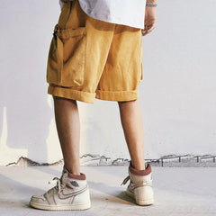 Drawstring Pocket Embroidery Shorts