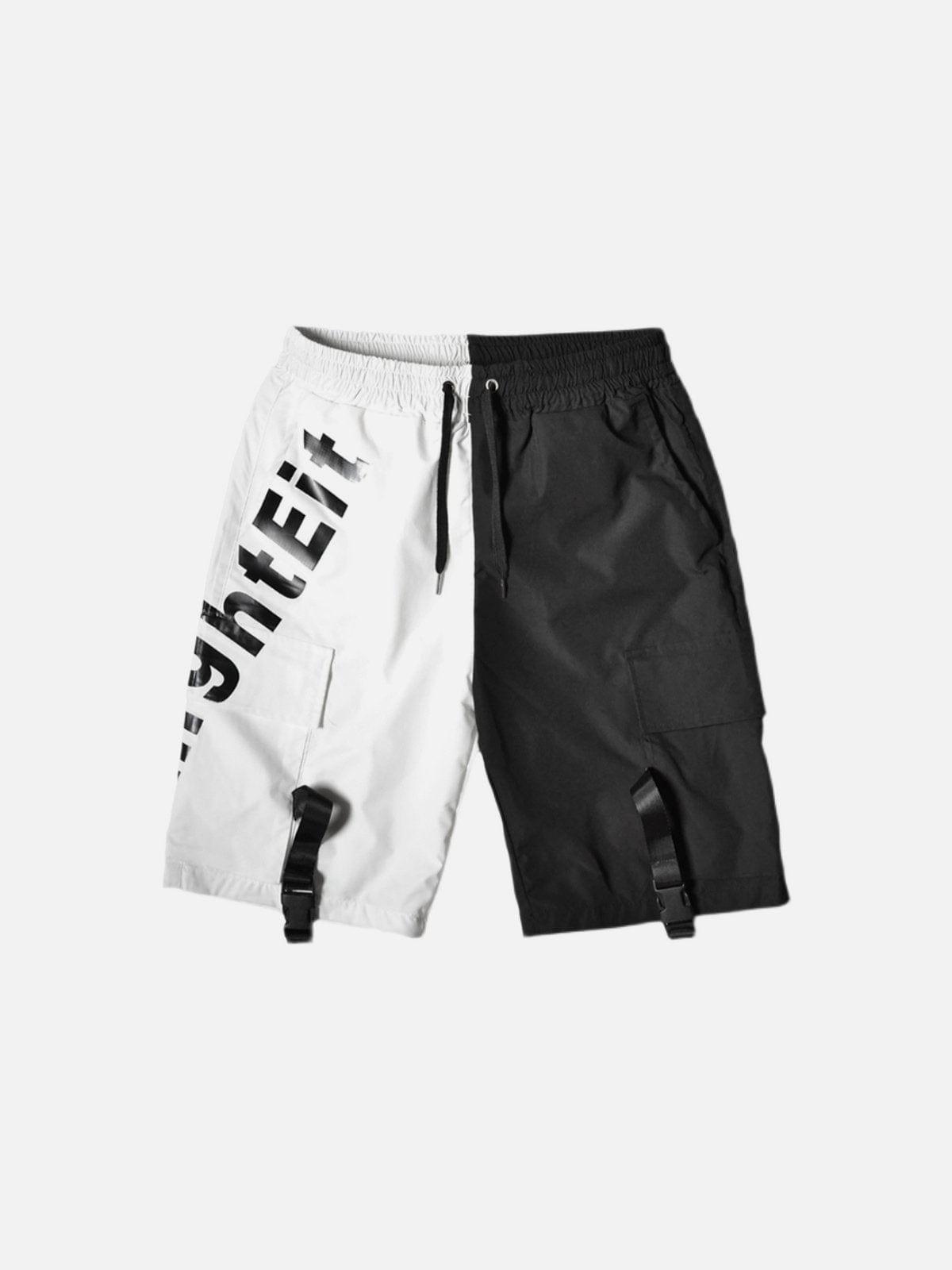 Contrasting Colors Letter Cargo Shorts