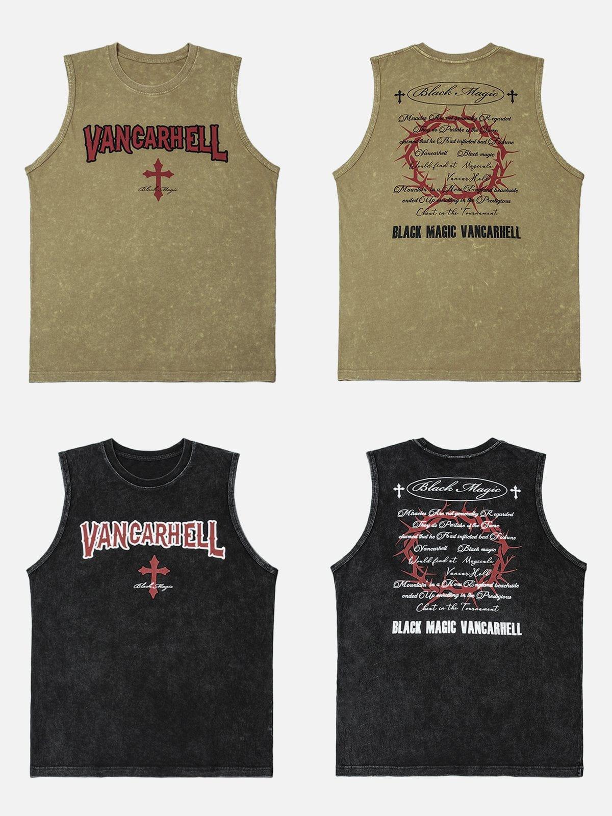 Washed Letters Print Vest
