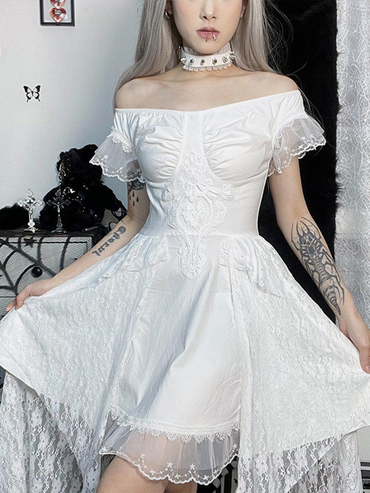 Lace Irregular Hem Dress