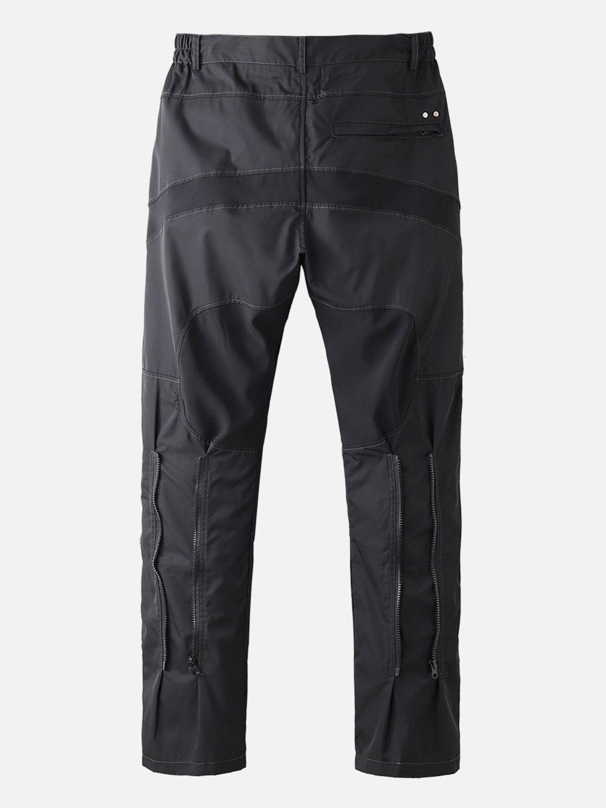 Patchwork Zip Up Straight Cargo Pants