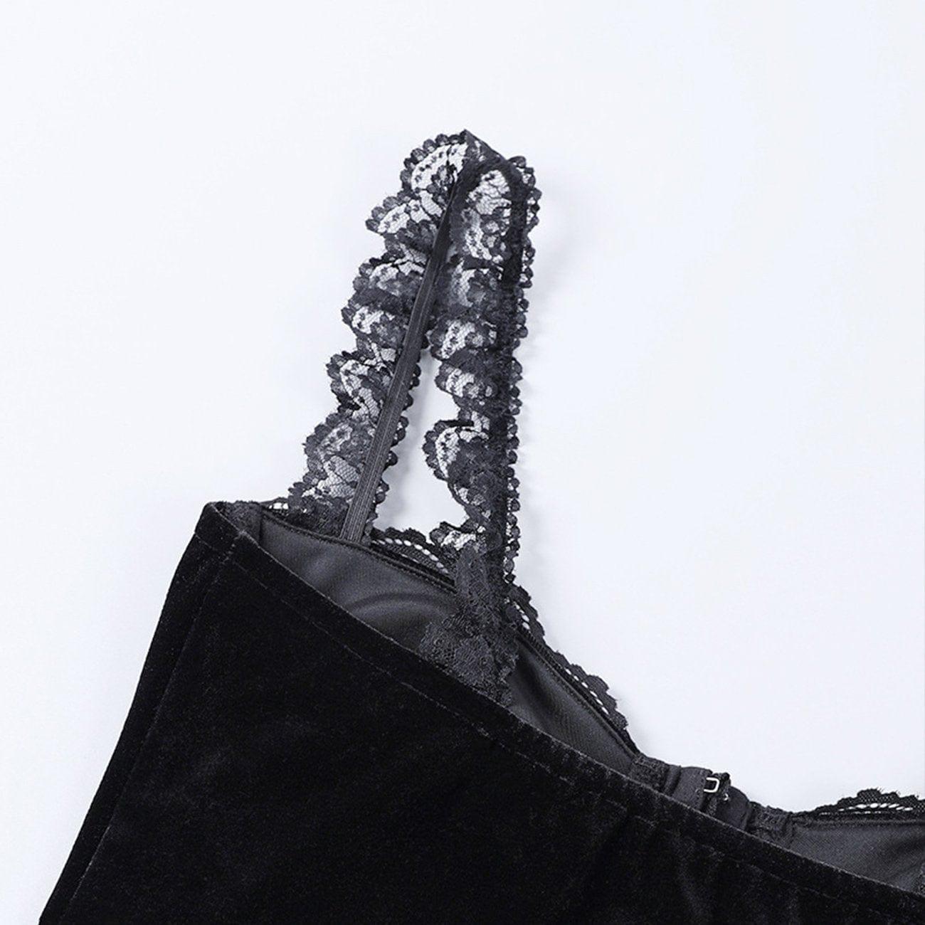 Dark Backless Lace Vest