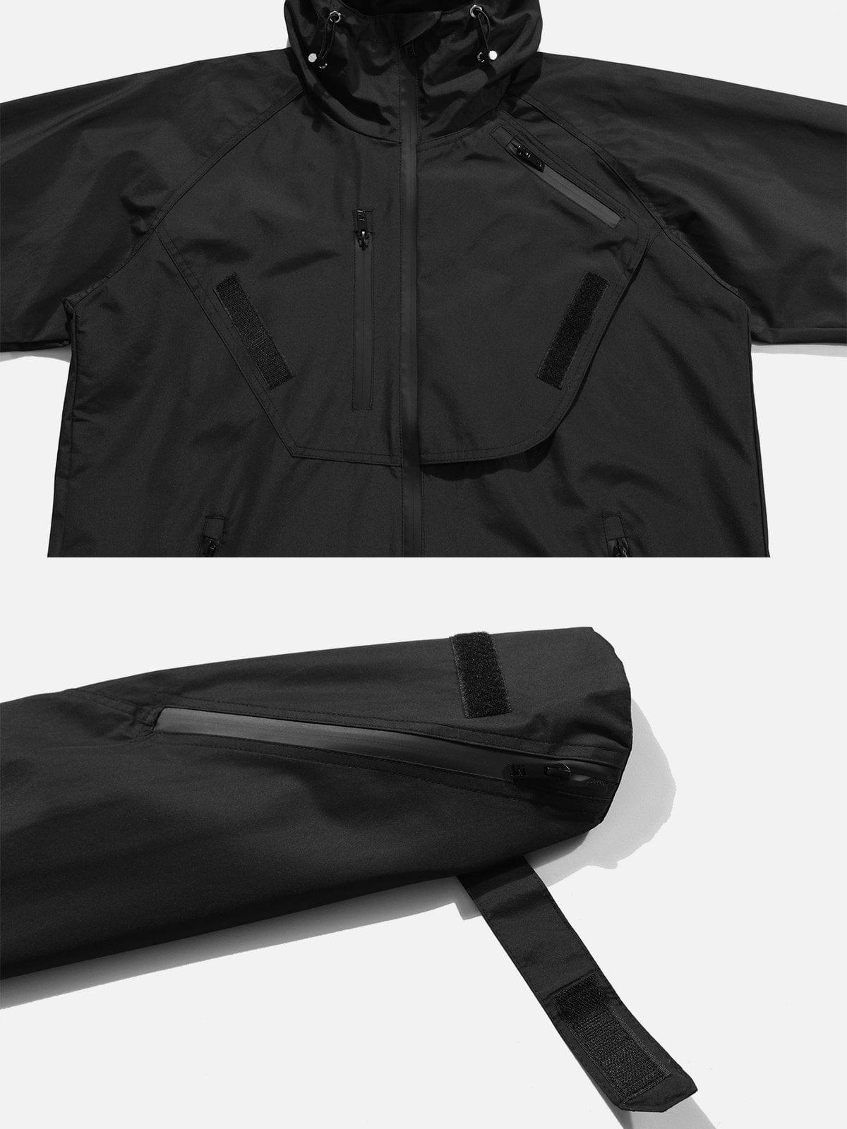 Patchwork Multi Pockets Zip Up Jacket