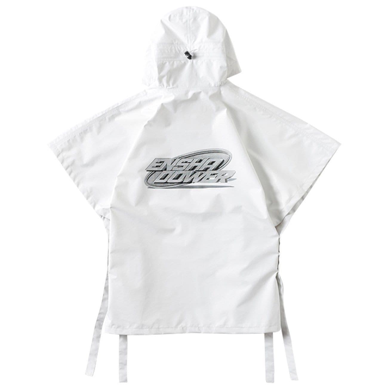 Functional Print Slit Waterproof Cloak Jacket