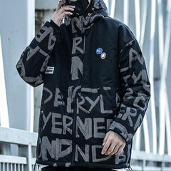 Patchwork Print Mesh Winter Down Coat