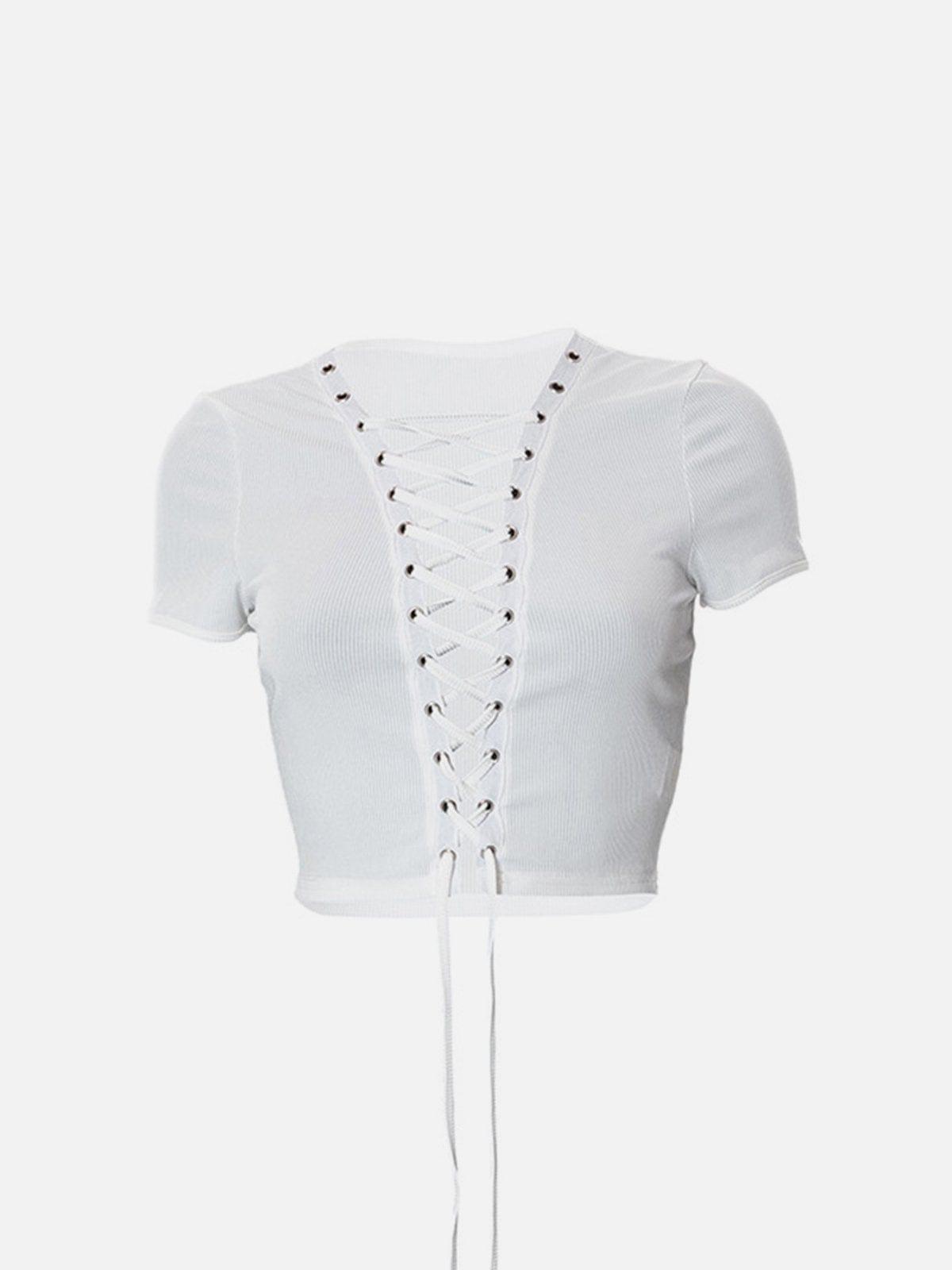 Slim Fit Straps Short Sleeve T Shirt