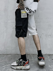Contrasting Colors Letter Cargo Shorts