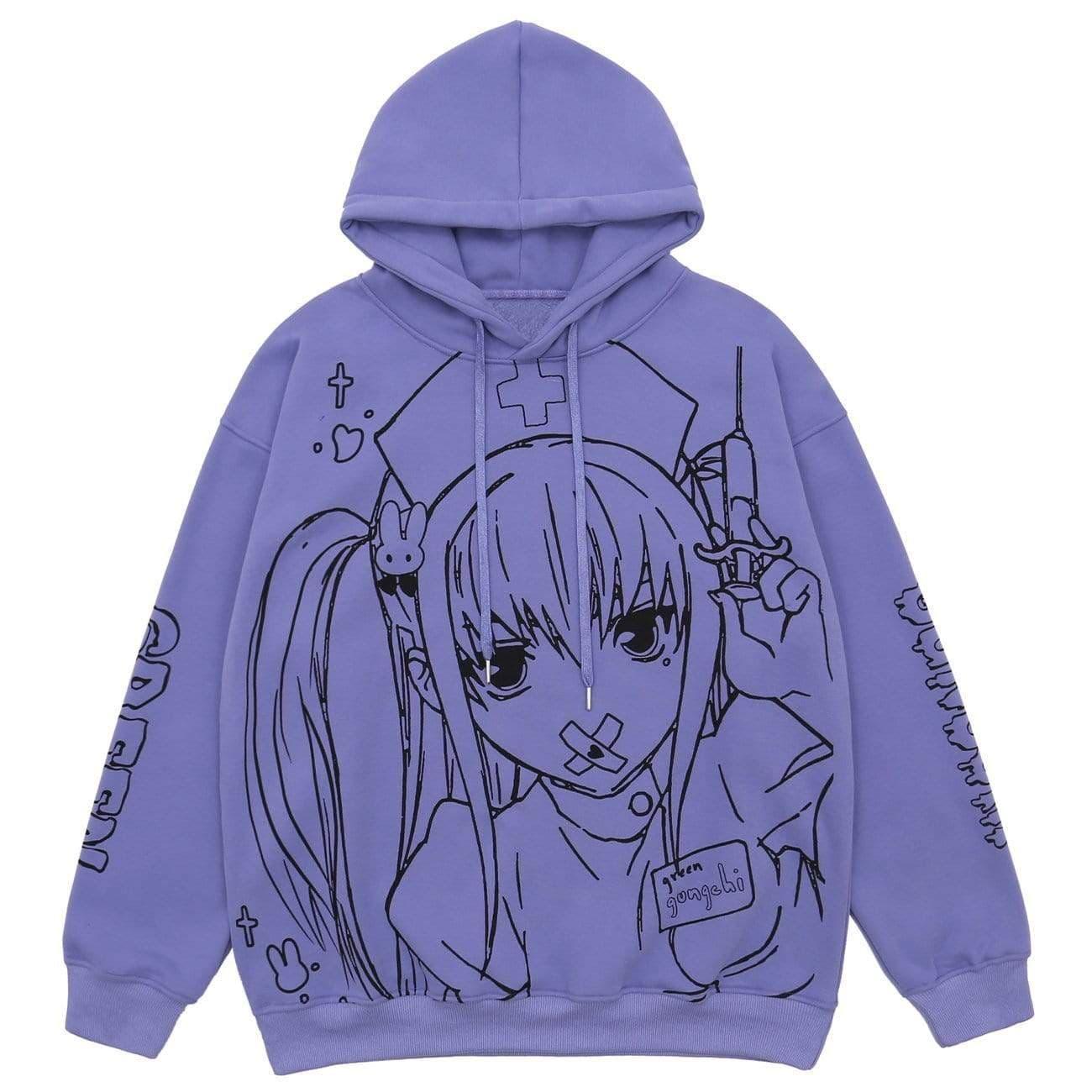 Anime Nurse Girl Print Hoodies
