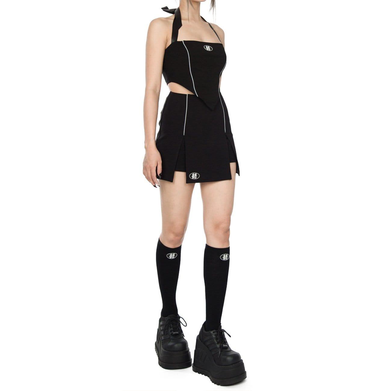 Dark Y2K Backless Ribbon Vest