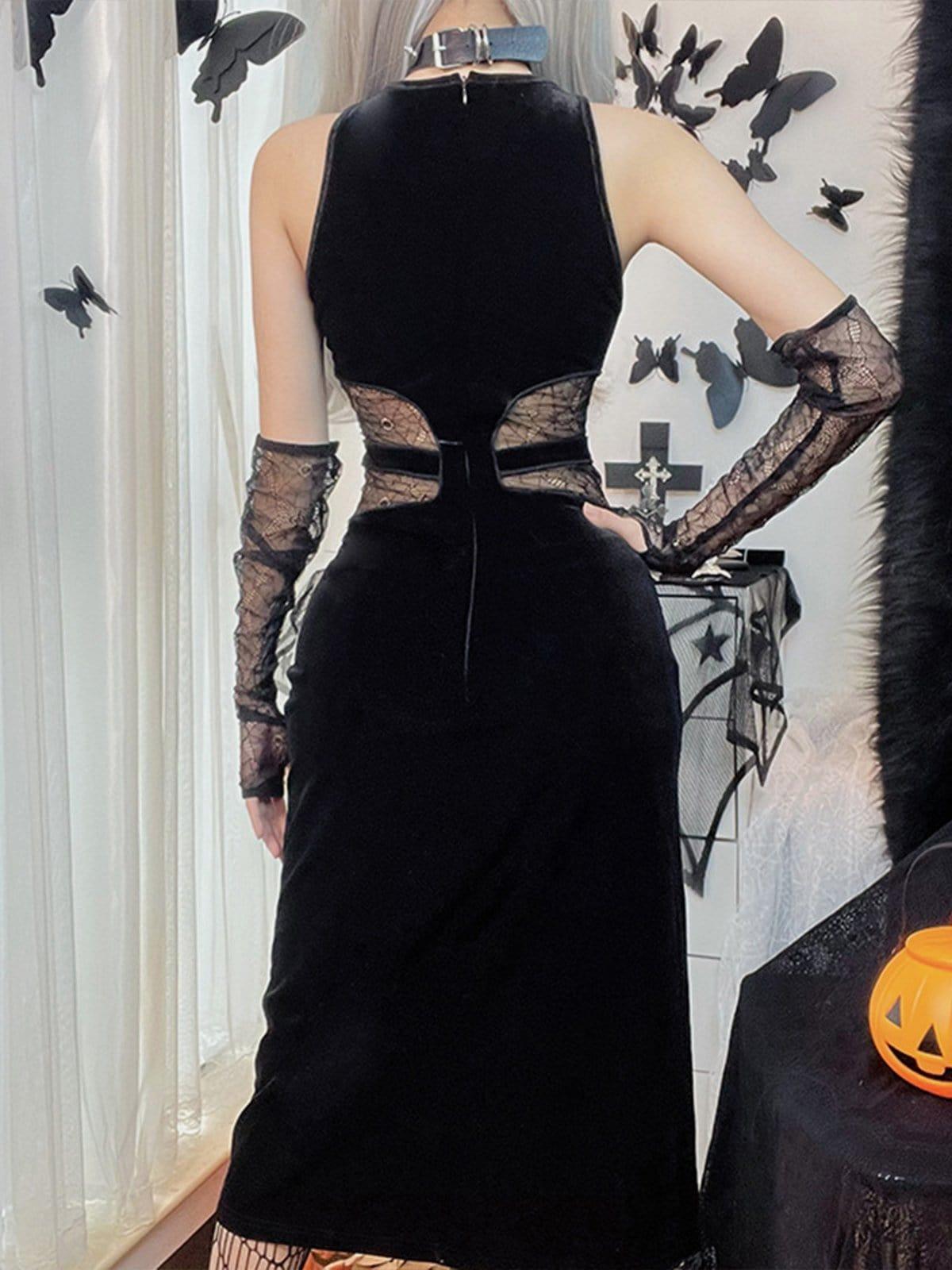 High Slit Hollow Lace Dress